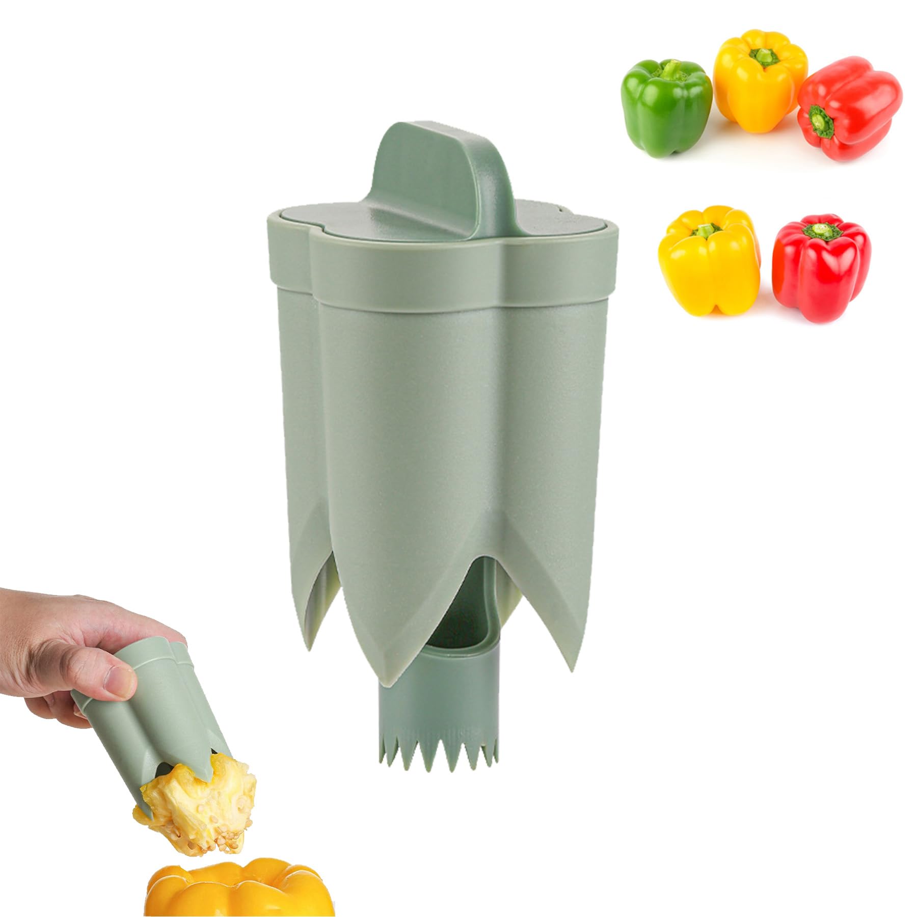 Pepper Seed Corer 2-in-1 Bell Pepper Cutter & Deseeder - Effortless Kitchen Prep for Faster, Hassle-Free Meal Prep (1, G
