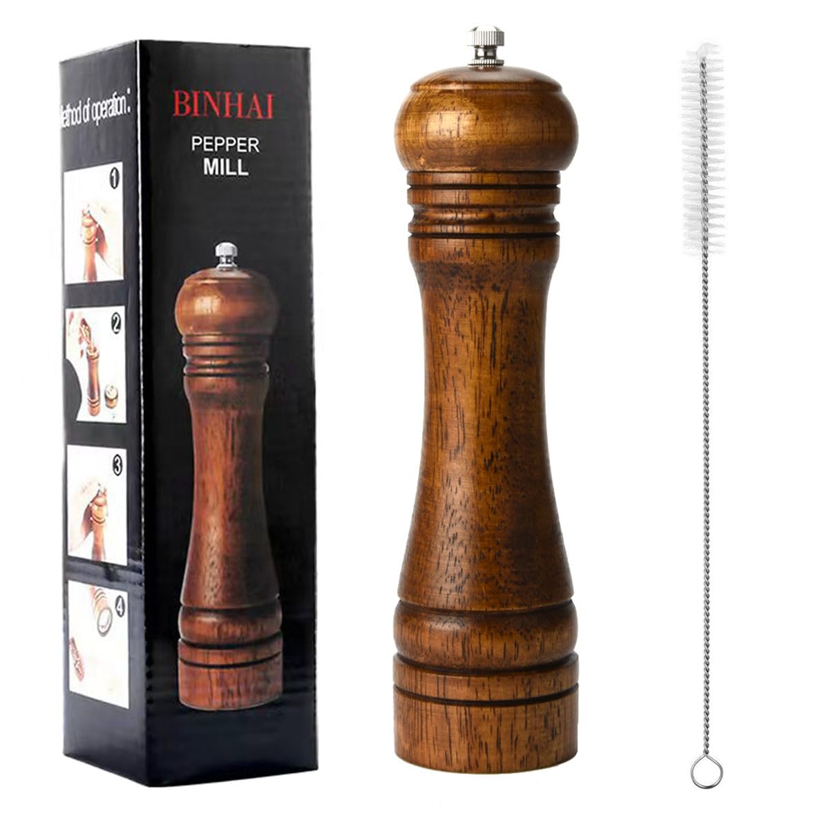 Manual Wooden Pepper Mill Pepper Grinder Kit with Adjustable Ceramic Grinders for Spice Enthusiasts at Home
| Solid Woo