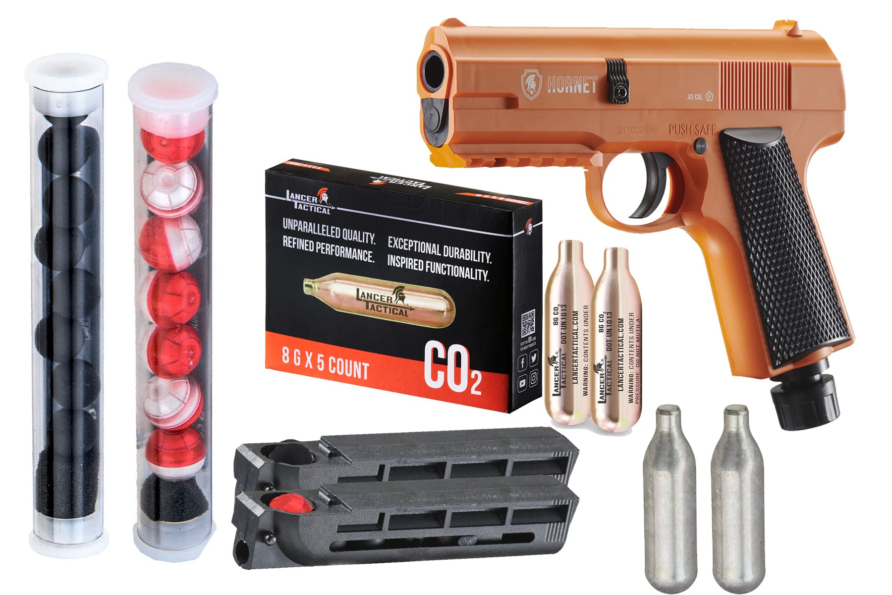 Lancer Self Defense Hornet 0.43 Cal Home Defense Launcher for Personal Safety (Color: Orange/Black)  
Lancer Self Defens