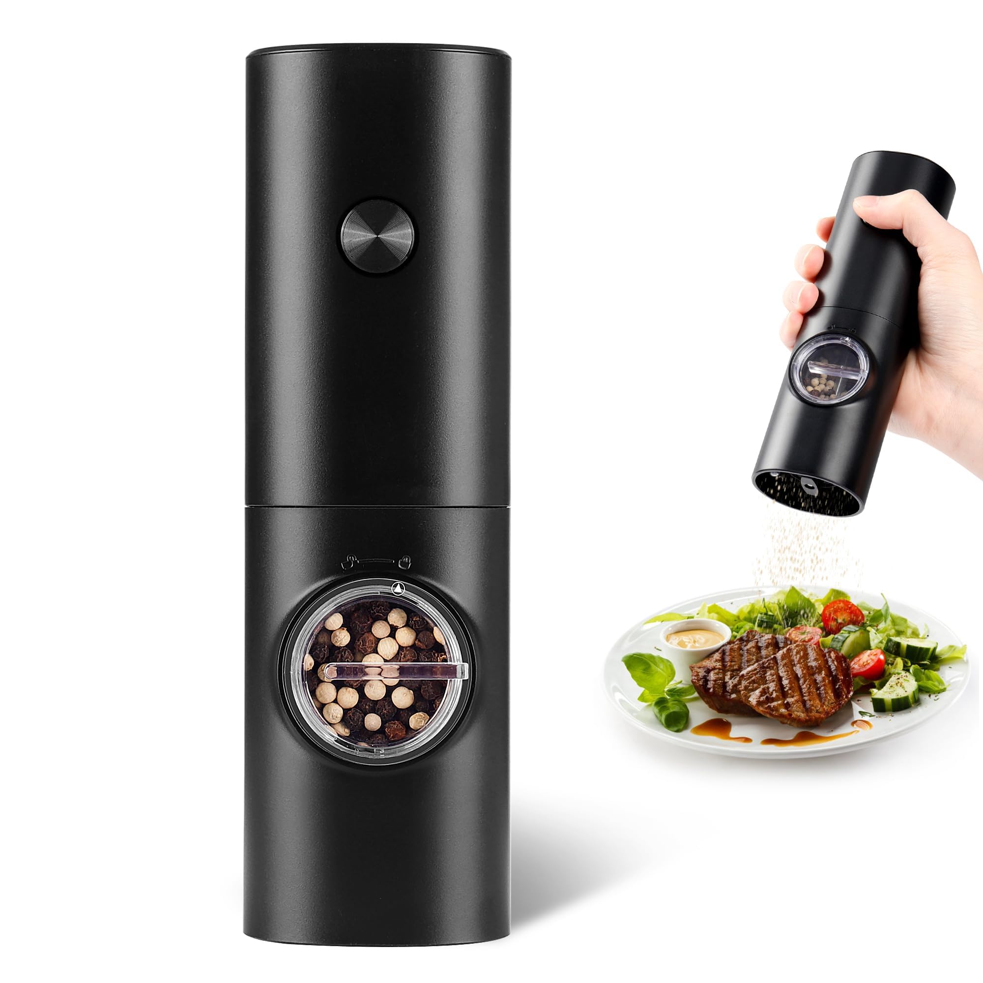 Battery-Powered Automatic Electric Pepper Grinder with Adjustable Coarseness and LED Light for Easy Use
| One Hand Oper